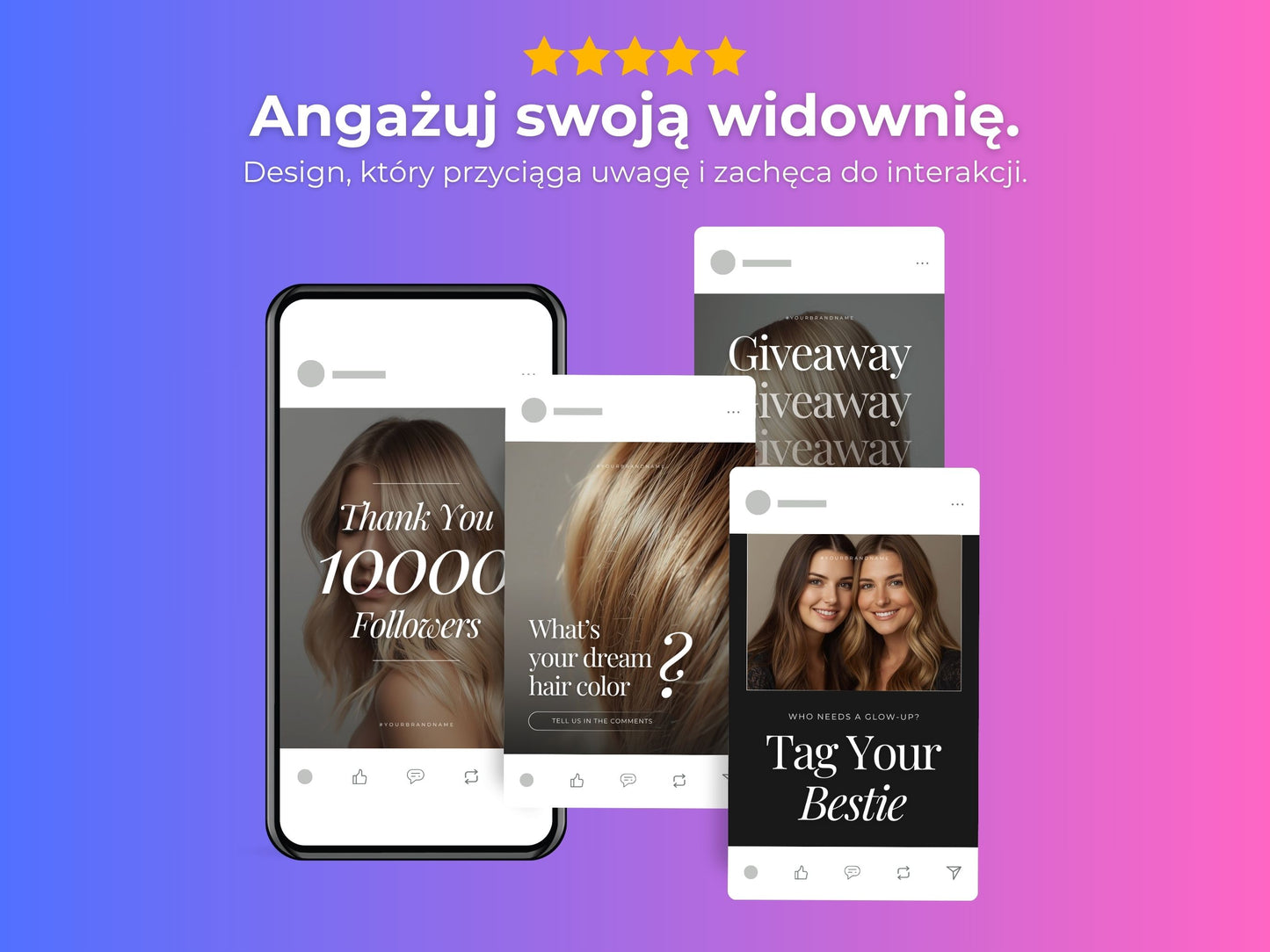 Szablony dla Salonu Fryzjerskiego do Canva (200 Post & Stories)